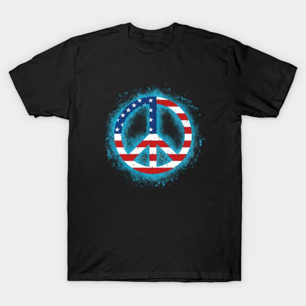 Patriotic Usa Flag Peace Sign T-Shirt by foxycated